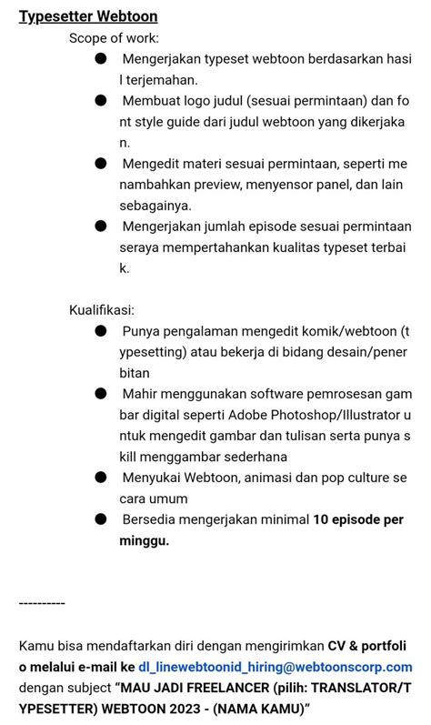 Ca On Twitter Line Webtoon Id Lagi Buka Lowongan Untuk Penerjemah