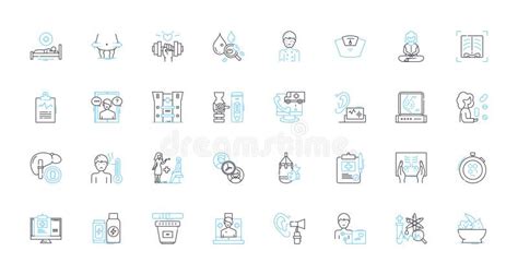 Medical Service Linear Icons Set Diagnosis Treatment Surgery