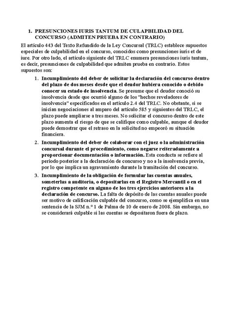 Guión presentación ley concursal 1 PRESUNCIONES IURIS TANTUM DE