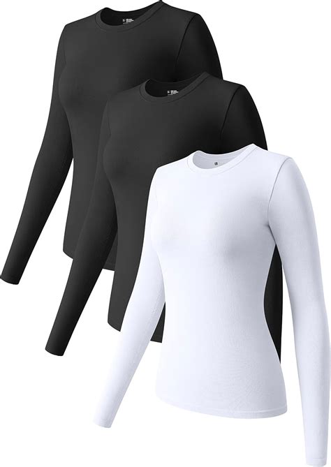 OQQ Womens 3 Piece Long Sleeve Tops Crew Neck Stretch Fitted