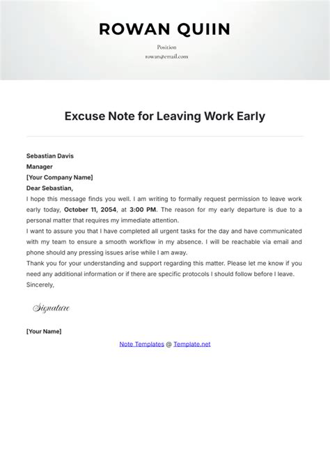 Free Excuse Note Templates, Editable and Printable