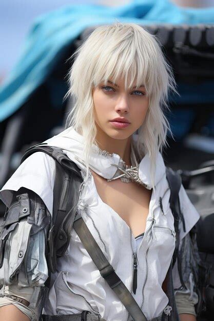 Premium AI Image A Woman With Blonde Hair And A White Jacket