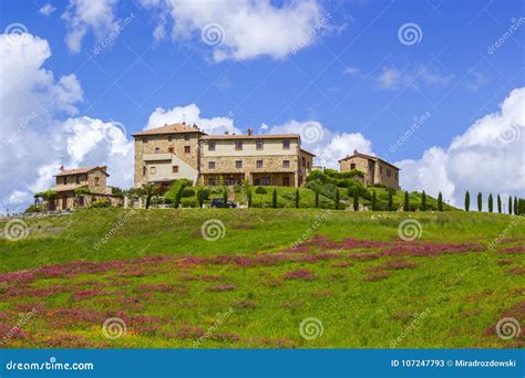 Tuscany Landscape With Spring Flowers Stock Image Image Of Flowers