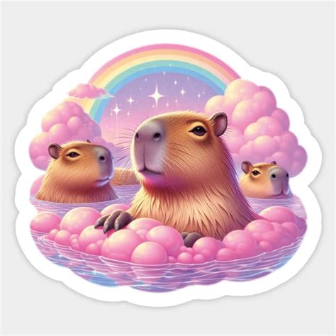 Capybara Hot Springs Capybara Sticker TeePublic