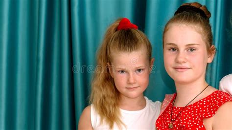 Portrait Of Two Blonde Sisters Stock Image Image Of Glamour Friendship