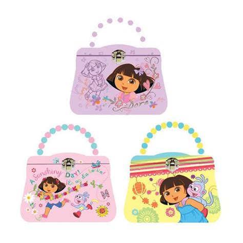 Dora The Explorer Handbag Lunch Box With Beaded Handle Set Lunch Box Dora The Explorer Tin