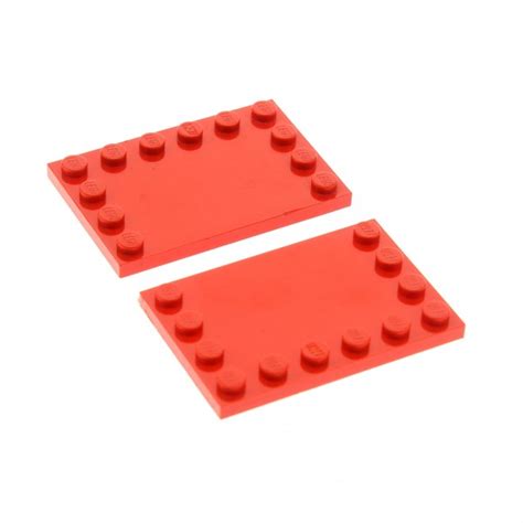 2 X Lego System Bau Platte 4x6 Rot 4 X 6 Fliese Mit Noppen Am Rand 6180