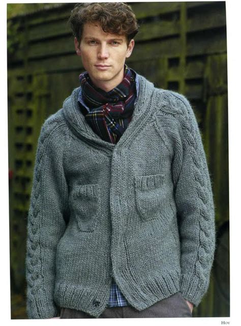 Вязаный мужской серый кардиган - Вяжи.ру