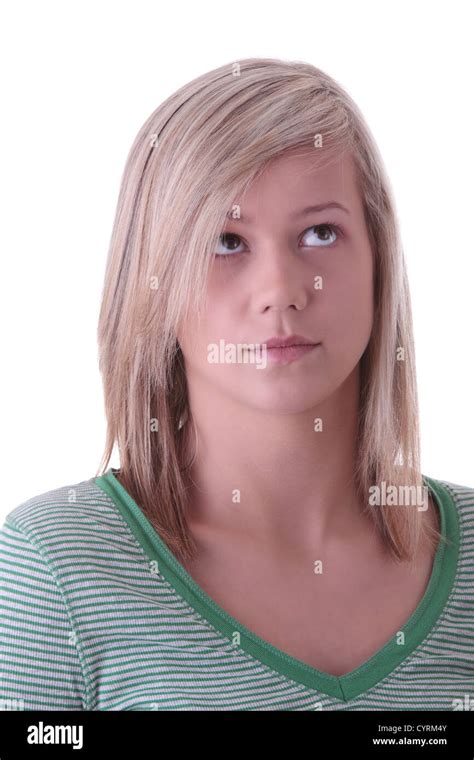 Jeune fille blonde élève portrait isolé sur fond blanc Photo Stock Alamy