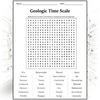 Geologic Time Scale Word Search Puzzle Worksheet Activity By Puzzles