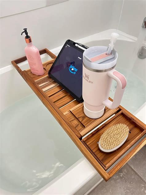 Teak Bathtub Tray Expandable Wooden Bath Tray Bathtub And Bathroom