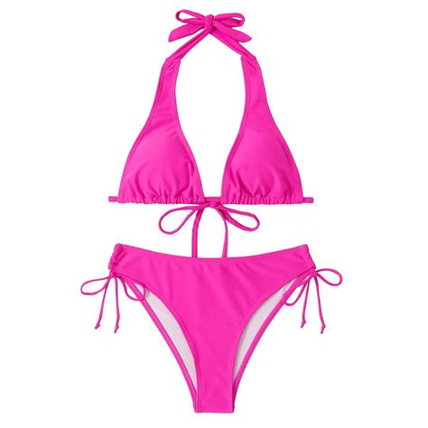 Women S Fashion Sexy Solid Color Bikini Swimsuit Set With Breast Pads