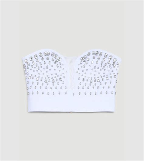 Buy Karen Millen Crystal Embellished Corset Top In White 6thstreet Uae