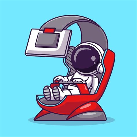 Astronaute Mignon Jouant Au Jeu De Réalité Virtuelle Dessin Animé