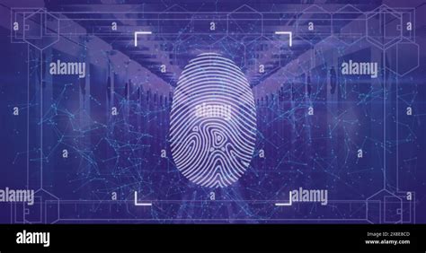 Image Of Fingerprint Scanning Over Server Room Stock Photo Alamy