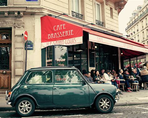 Parisian Cafe And Vintage Car Photograph By Caroline Mint Fine Art