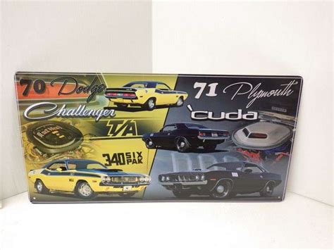 1970 Dodge Challenger 1971 Plymouth Cuda Tin Sign 19w X 10h