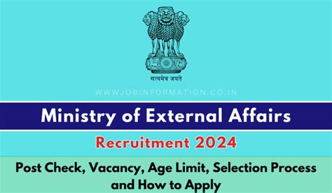 Ministry Of External Affairs Recruitment 2024 Application Form Post