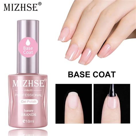 MIZHSE UV Base Coat Nail Gel Polish UV LED Gellak Primer 18ML Soak Off ...