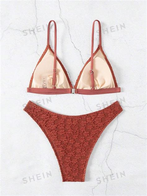 SHEIN Swim Conjunto De Bikini De 2 Piezas Con Sujetador Liso Y Bottom