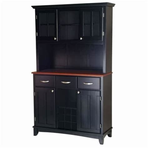 Homestyles Buffet Of Buffets Wood Buffet With Hutch In Black 1 Fred