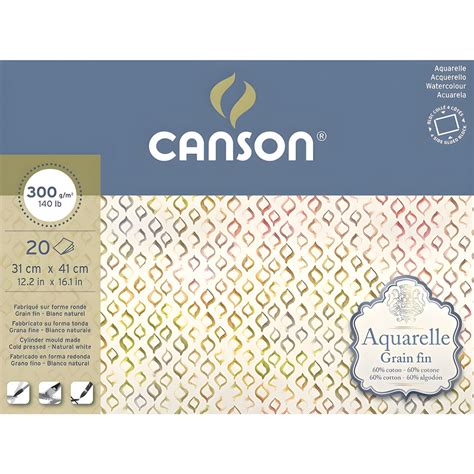 Papel Para Aquarela - Bloco de Papel para Aquarela Canson Grão Fino 300g 31x41cm 20 Folhas ...