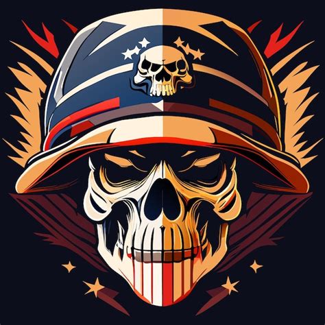 Premium Vector Patriotic Skull With American Flag Color Scheme