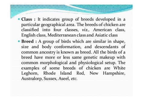 Identification of various breeds of poultry