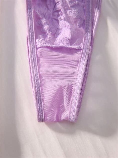 Floral Embroidery Mesh Underwire Lingerie Set SHEIN UK