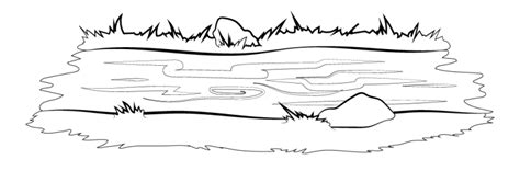 river scene black  white clipart