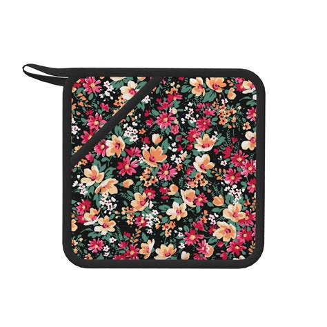 Pofeuu Many Kind Of Flowers Print Silicone Trivet Mats Silicone Hot Pads For Kitchen Silicone