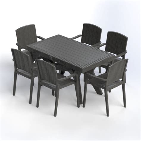 Jounieh Set 6 Chairs Rectangular Table 3MPLAST