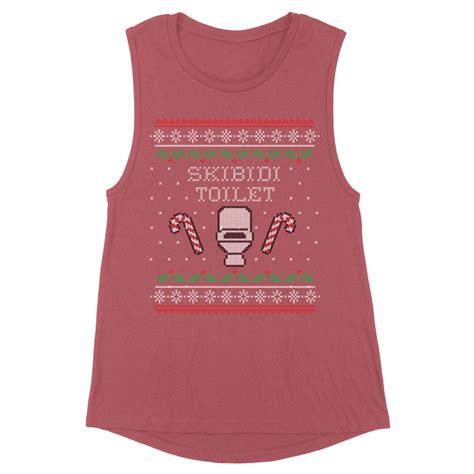 Skibidi Toilet Christmas Womens Muscle Tank Small Smoked Paprika