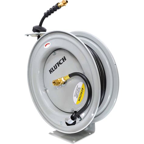 Klutch Auto Rewind Air Hose Reel With In X Ft Rubber Hose