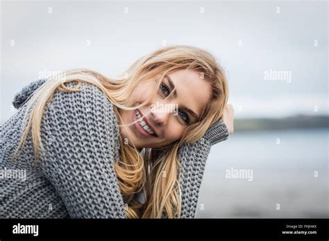 Beautiful Blonde Woman Relaxing Stock Photo Alamy