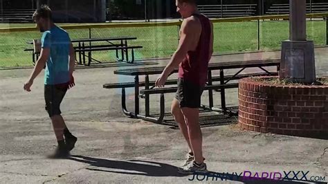 Playful Jocks Hide For A Quick Blowjob And Anal Drilling