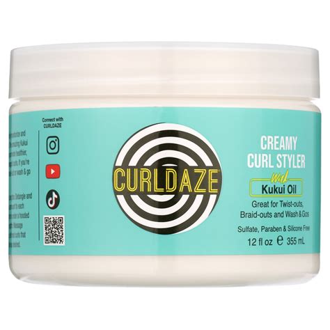 Curldaze Creamy Curl Styler Treatment With Kukui Oil 12 Oz