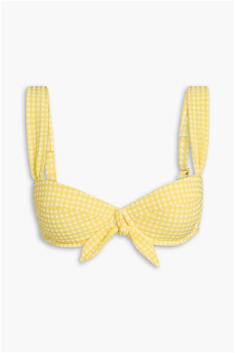 HEIDI KLEIN Gingham Stretch Seersucker Bikini Top THE OUTNET