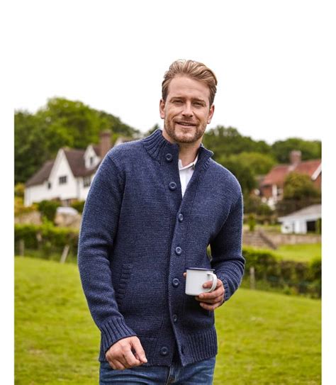 Цвет: Темный деним 100% Овечья шерсть | Мужская кофта на пуговицах из ...