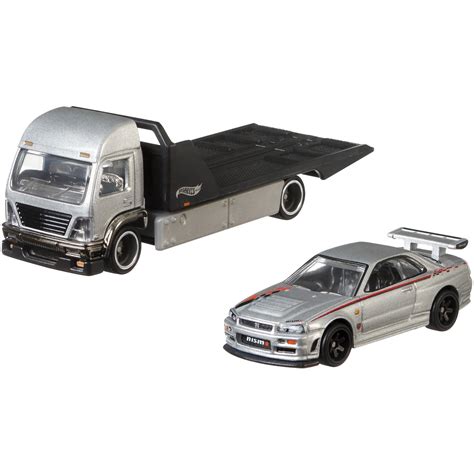 Hot Wheels Nissan Skyline Gt R Bnr Aero Lift Premium Collector Vehicle Playset Walmart