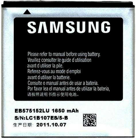 Samsung Genuine Battery Eb575152vu 1500mah 37v Li Ion 555wh For Galaxy S1 Gt I9000 I9001