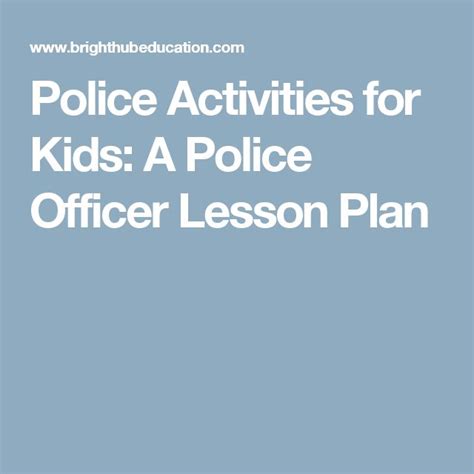 Preschool Police Themed Lesson Plans