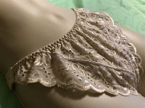 Rare Shiny Vintage High Cut Leg Bikini Lace Eyelet Thong Panties Vtg Panty L