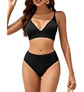 Amazon Zaful Women High Waisted Bikini Set Two Piece Tummy Control Wrap Swimsuit Lace Up