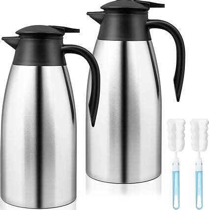 2 Pcs 68 Oz Thermal Coffee Carafe Insulated Stainless Steel Coffee Carafe For Hot Liquids Vacuum