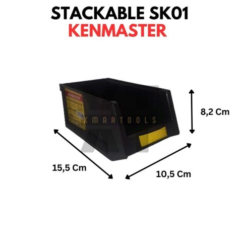 jual kotak plastik stackable sk  kotak rak baut kenmaster hitam