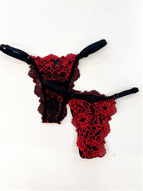 Calcinha De Regulagem Preto Vermelho Site Exclusivo De Lingerie