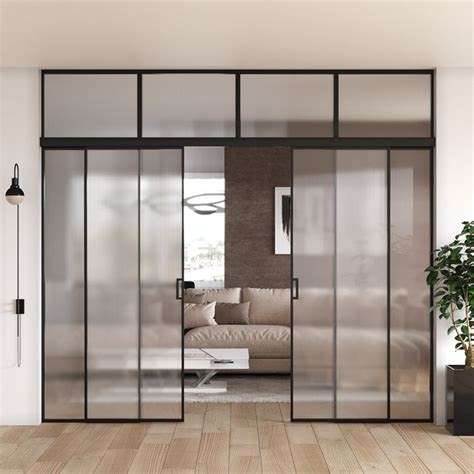 Черная раздвижная перегородка с рифленым стеклом | Перегородка ...