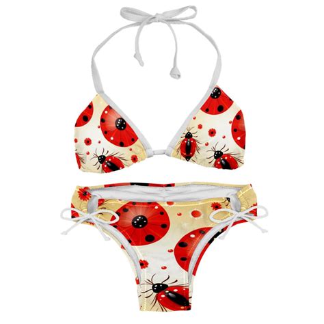 Seven Starred Ladybird Detachable Sponge Adjustable Strap Bikini Set Two Pack Ideal For Beach
