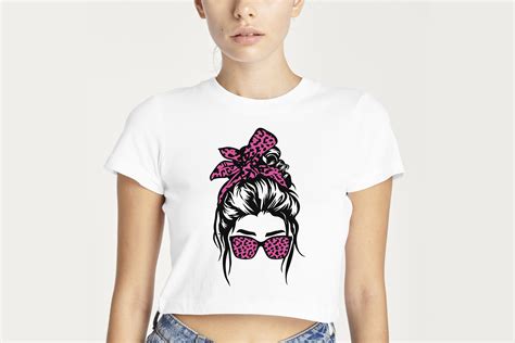 Girl With Messy Bun And Bandana Svg Leopard Glasses Png Hot Sex Picture